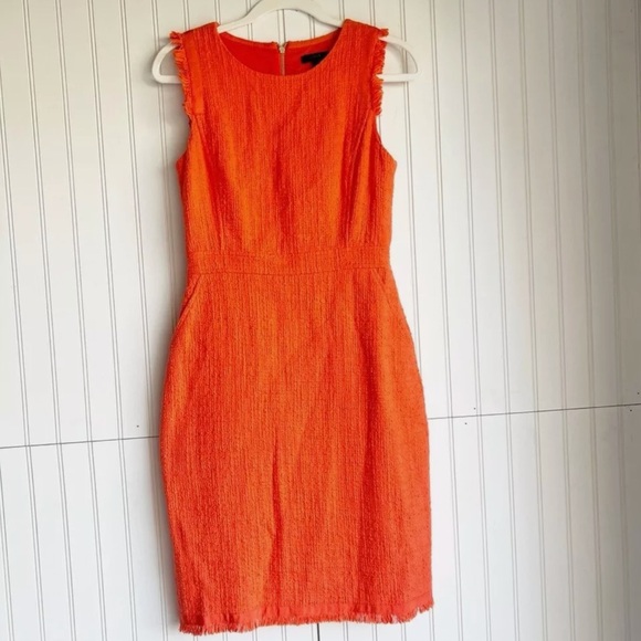J. Crew Size 6 Orange Sheath Dress in Textured Tweed with Pockets EUC! - Picture 2 of 7